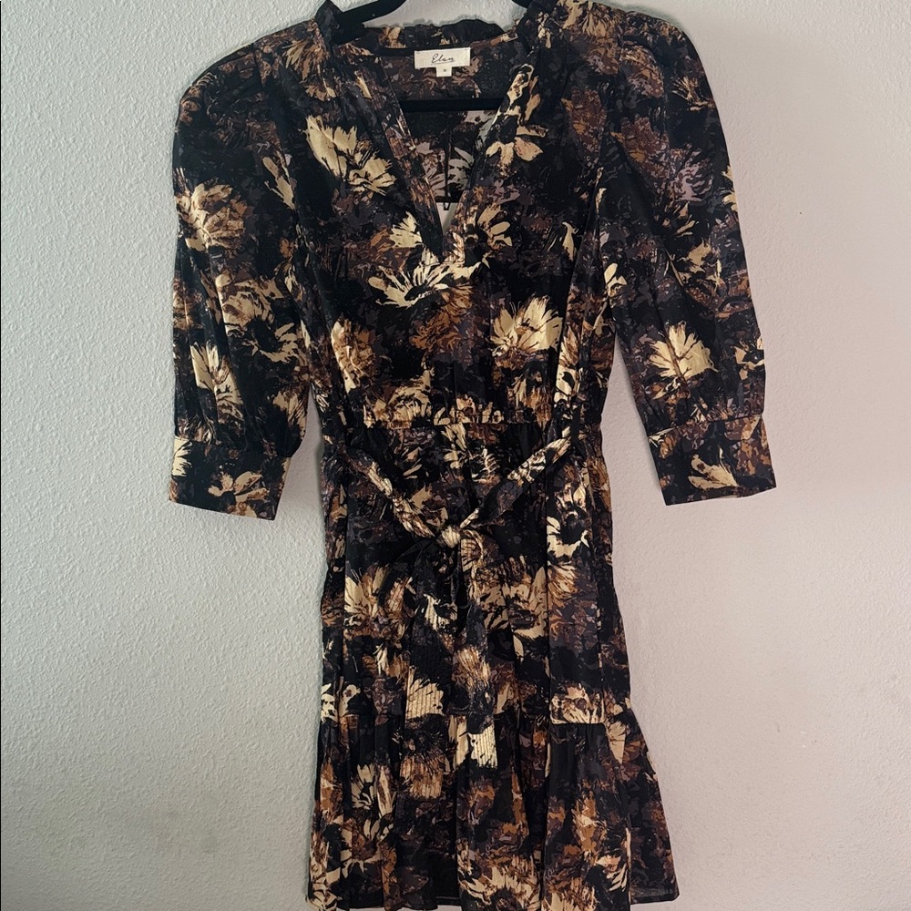 Elan Black and Brown Floral Dress
